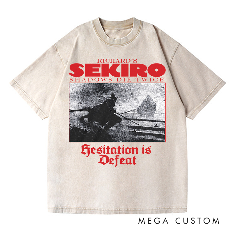 Personalized One Armed Wolf Japanese Game Washed T-Shirts Video Game Tshirt Die Twice Shirt Halloween