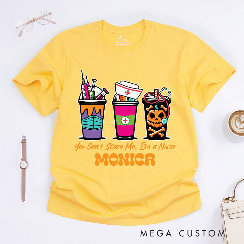 Personalized Nurse T-Shirts You Can’t Scare Me I’m a Nurse Design T-Shirts Nurse Halloween Gifts