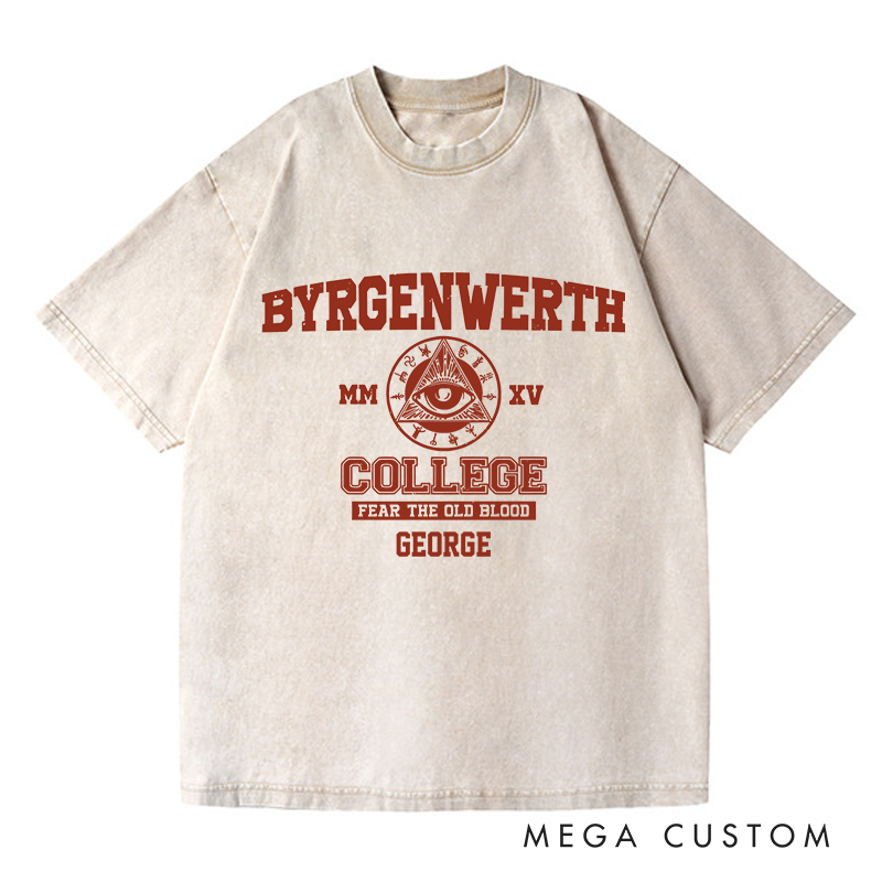 Personalized Byrgenwerth College Gothic Game Washed T-Shirts Video Game Tshirt Nightmare Hunter Shirt Halloween