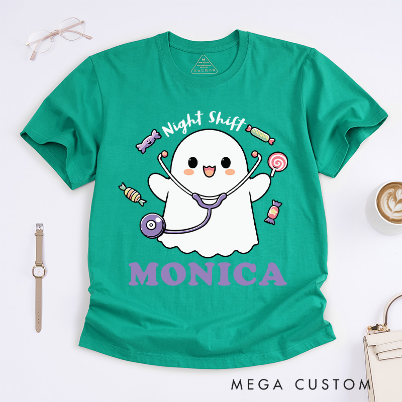 Personalized Nurse T-Shirts Night Shift Design T-Shirts Nurse Halloween Gifts