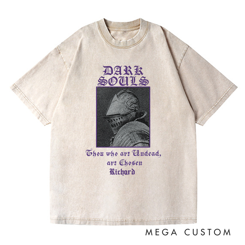 Personalized Chosen Undead Gothic Game Washed T-Shirts Video Game Tshirt Undead Shirt Halloween