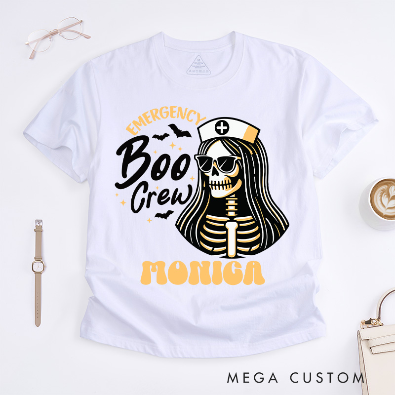 Personalized Nurse T-Shirts Emergency Boo Crew Design T-Shirts Nurse Halloween Gifts