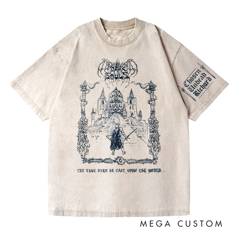 Personalized Dark World Gothic Game Washed T-Shirts Video Game Tshirt Undead Shirt