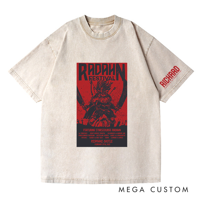 Personalized Red Radahn Festival Gothic Game Washed T-Shirts Video Game Tshirt Soulslike Shirt Music Lover