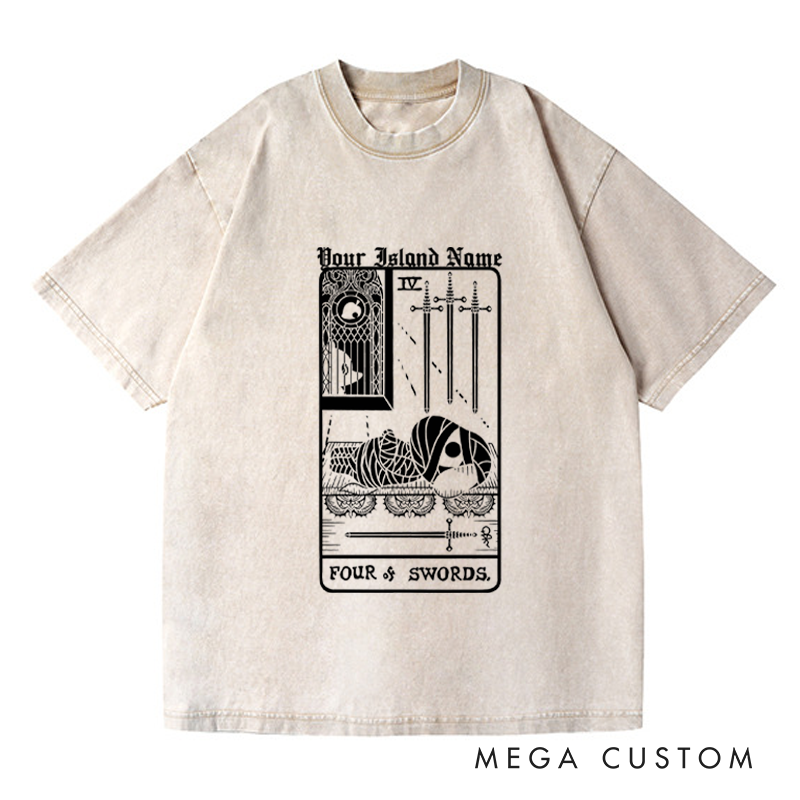 Personalized Four of Swords Washed T-Shirts Video Game Tshirt Island Building Game Shirt