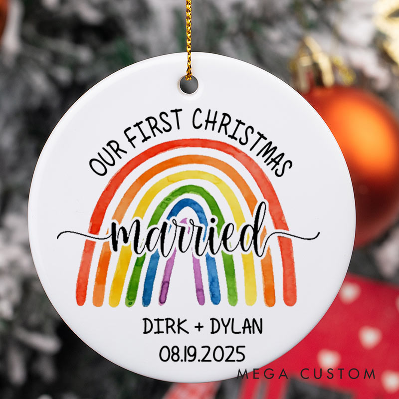 Personalized Our First Christmas Married Rainbow Ornament LGBTQ Lesbian Gay Married Ornament Christmas Ornament for LGBTQA+