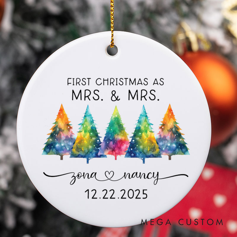 Personalized First Christmas as Mrs and Mrs Ornament LGBTQ Lesbian Christmas Trees Ornament Xmas Decor for LGBTQA+ Lesbian