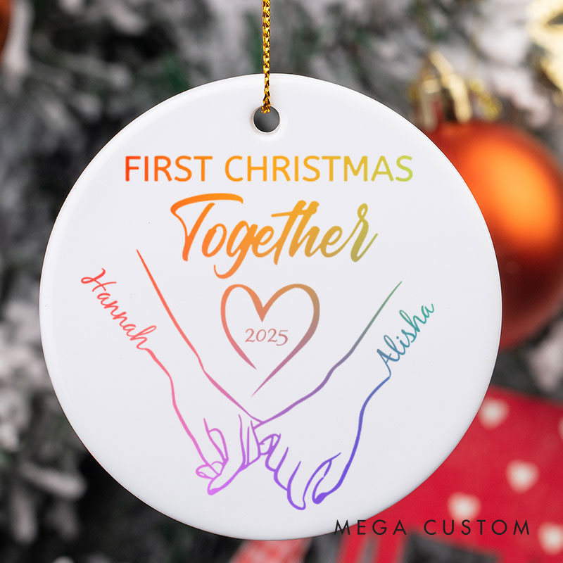 Personalized First Christmas Together Ornament LGBTQ Lesbian Gay Hand in Hand Christmas Ornament LGBTQA+ Xmas Ornament