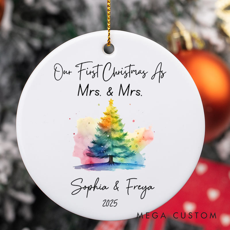Personalized Our First Christmas as Mrs and Mrs Ornament LGBTQ Lesbian Ornament Pride LGBTQA+ Christmas Ornament for Her