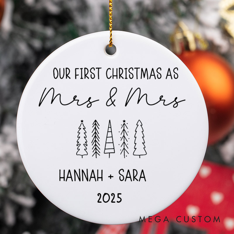 Personalized Our First Christmas as Mrs and Mrs Ornament LGBTQ Lesbian Wedding Christmas Ornament Pride LGBTQA+ Ornament for Her