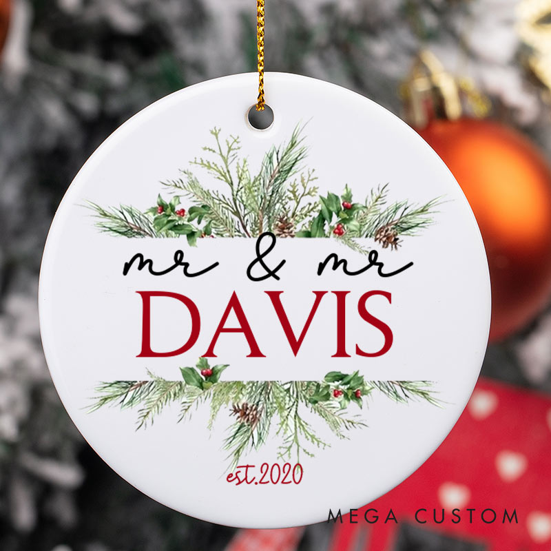 Personalized LGBTQ Christmas Ornament Lesbian Gay Married Christmas Ornament LGBTQ Ornament for Her Him