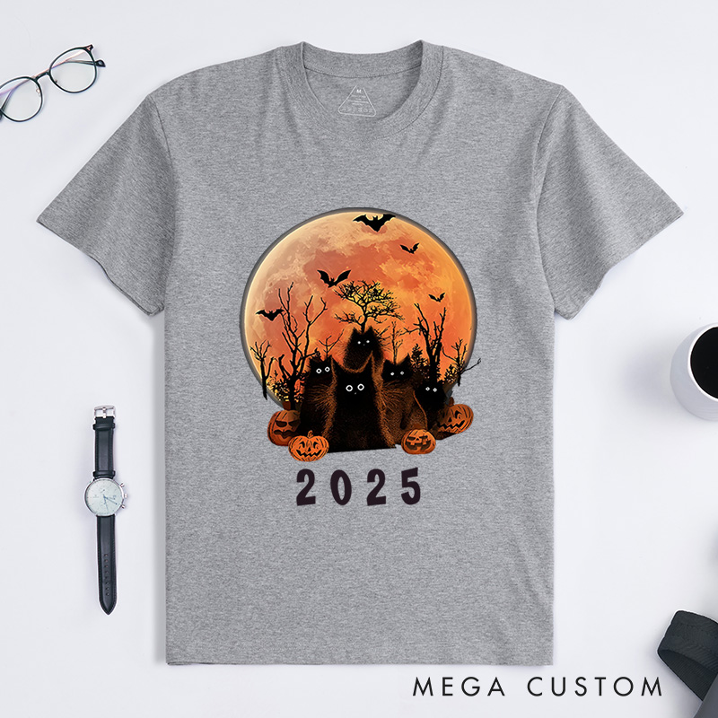 Personalized Full Moon and Witch Halloween T-Shirt Perfect for Adding a Magical and Spooky Touch T-Shirt