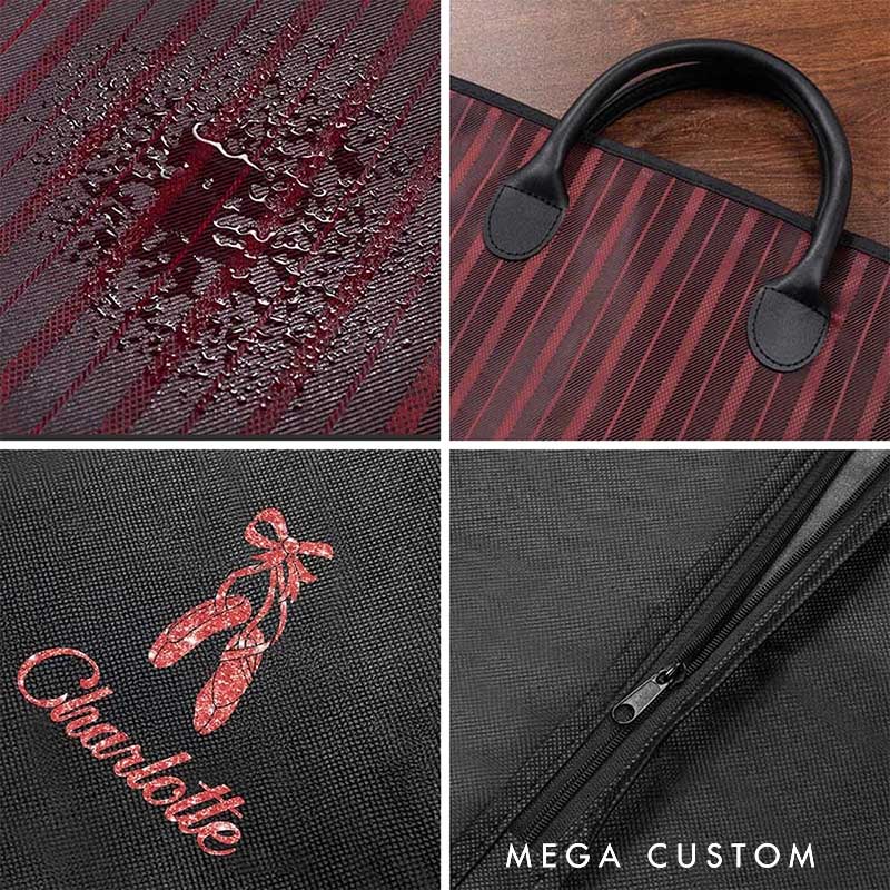 Personalized Glitter Dancing Girl Design Waterproof Hanging Garment Bag with Name Daily Training Rehearsals Travel Accessory Gift for Girl Dancers