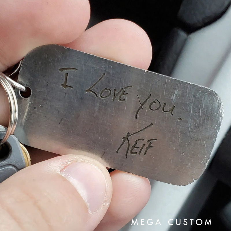 Personalized Signature Keychain Actual Handwriting Keychain Guitar Pick Keychain Custom Gifts for Father for Husband for Boyfriend for Son