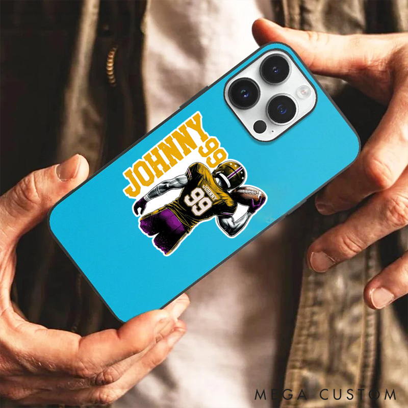 Personalized American Football Sticker with Custom Name and Number, Gift Football Team