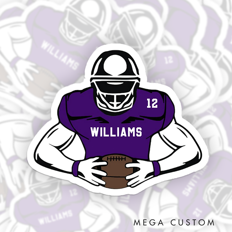 Personalized American Football Team Sticker with Custom Team Name and Number