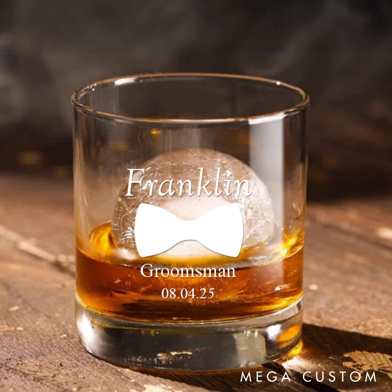 Personalized Groomsman Whiskey Glasses Custom Glasses Gift Cup for Groomsmen and Best Man Men’s Bachelor Favors Whiskey Glasses