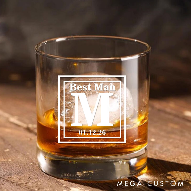 Personalized Monogrammed Men's Whiskey Glasses Groomsman Glasses Cup Bachelor Party Whiskey Glasses Best Man Gift Groom Gift
