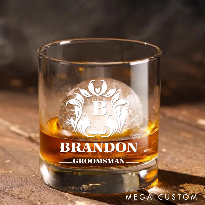 Personalized Groomsman Whiskey Glasses Groom Club Bachelor Party Whiskey Glasses Ornate Design Glasses Cup Custom Gifts for Groom and Groomsmen