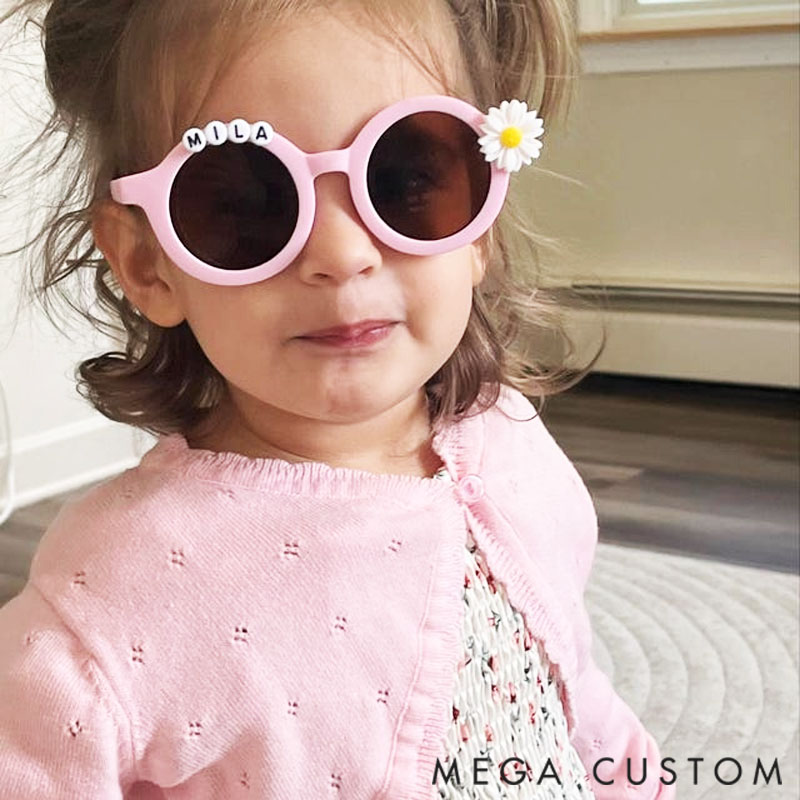 Personalized Travel Beach Sunglasses Multi-color Cute Floral Designs Engravable with Names and Accessories Birthday Children's Day gifts for Kids