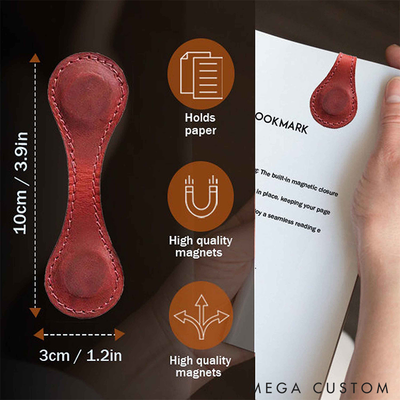 Personalized Leather Magnetic Bookmark Engraved Initials Bookmark Leather Bookmark Handmade Reader Gift Book Lover Gifts