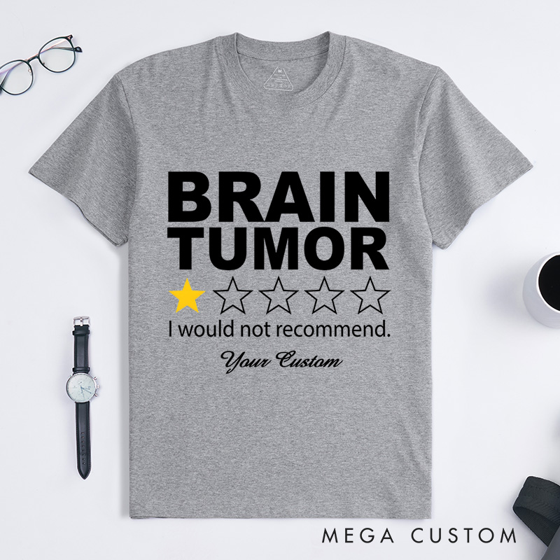 Personalized Brain Tumor Warrior Brain Cancer Support Survivor Gray Ribbon T-Shirt