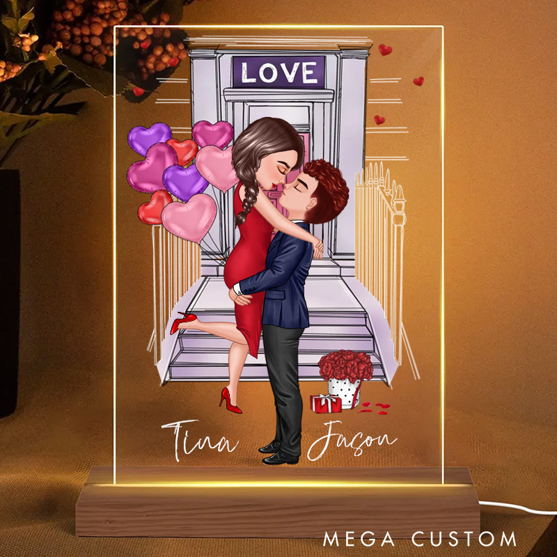 Personalized Couple Kissing Front Porch LED Night Light Wedding Gift For New Couple Newlyweds Room Decoration