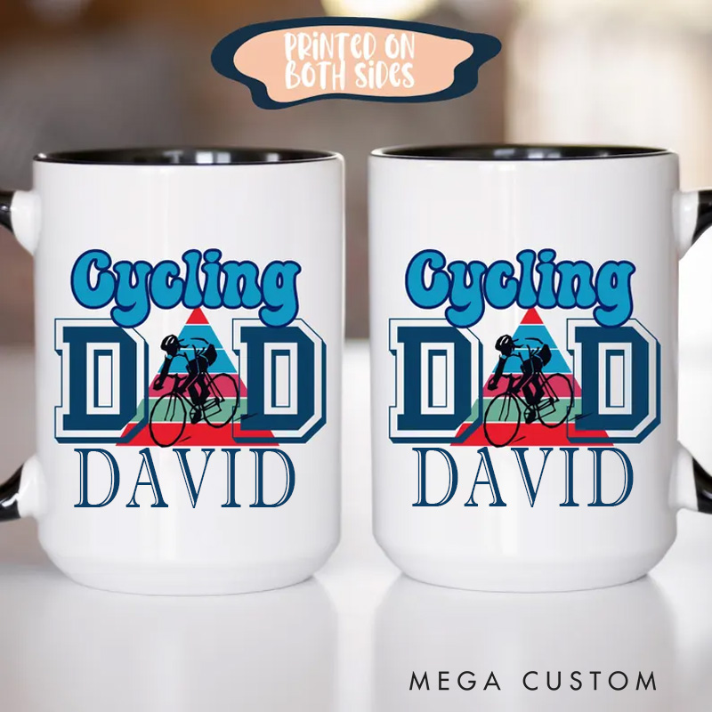 Personalized Cycling Dad Mug Cycling Coffee Cup Fathers Day Gifts for Dad Bicycle Lover Dad Birthday Gift from Kids