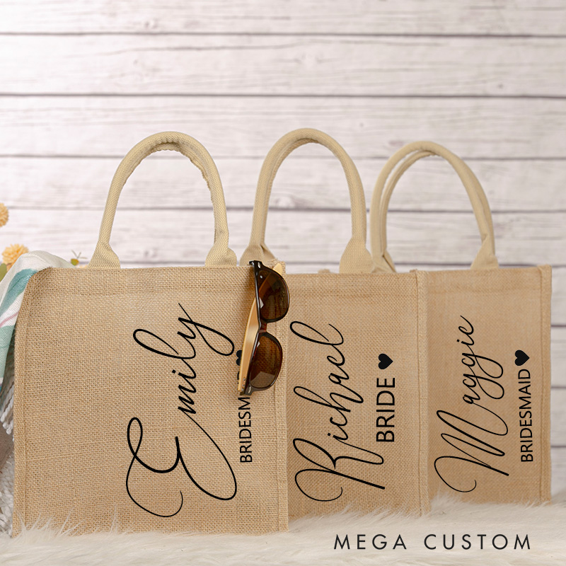 Personalized Bridesmaid Burlap Tote Bags Bride Beach Jute Bag Bridal Shower Party Gift Bridesmaid Gift Idea