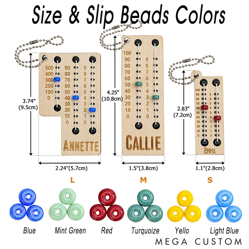 Personalized Multicolor Beaded Wooden Sewing Row Counter with Name Engraved Knitting Tool to Assist Counting Birthday Gift for Knitting Lovers