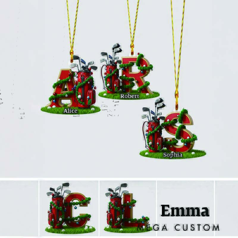 Personalized Golf Acrylic Ornament Initial Christmas Gift Gift for Golf Lovers Customizable with Initials and Name