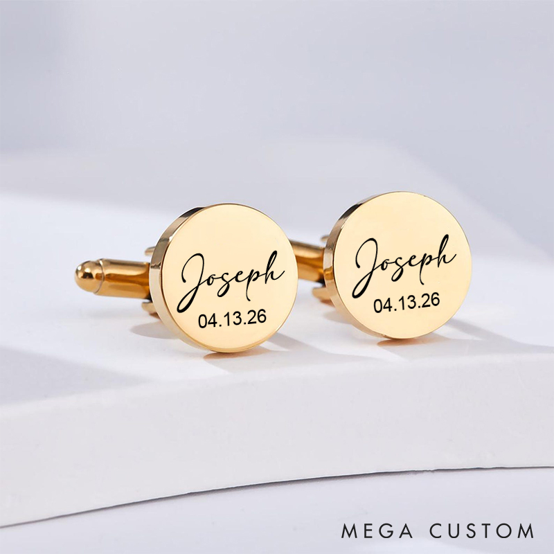 Personalized Engraved Groom Groomsman Cufflinks Elegant Wedding Party Gifts Cufflinks Best Man Gift Stainless Steel Cuff Link for Men