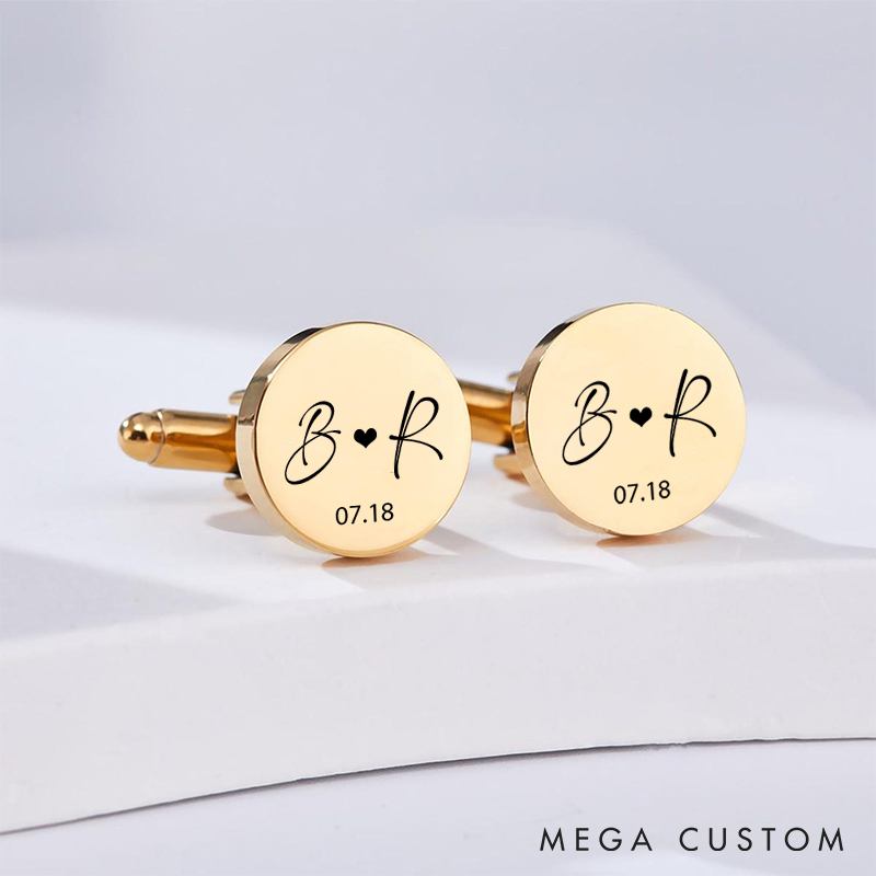 Personalized Engraved Cufflinks Husband Groom Cufflinks Steel Cufflink for Him Wedding Gift Anniversary Gift Cufflinks for Men