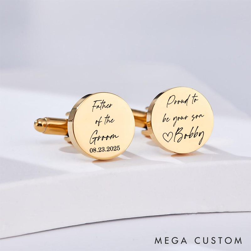Personalized Father of the Groom Cufflink Engraved Cufflinks for Groom Dad Wedding Gift Cuff Link for Dad Bachelor Favors Cufflinks