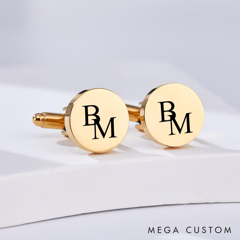 Personalized Minimalist Initial Cufflinks Custom Engraved Cufflinks for Groom Groomsman Bachelor Party Favors Cuff Links