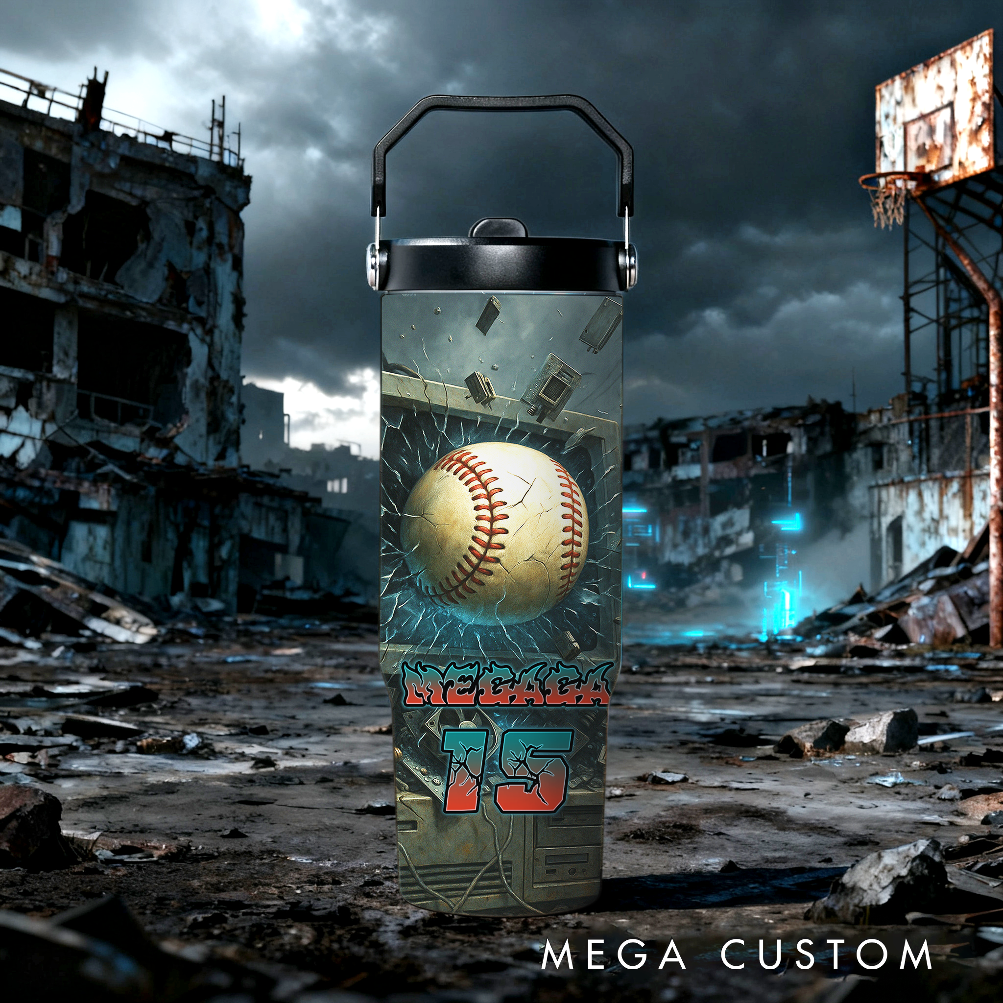 Personalized 30oz Sports Travel Mug, Customizable with Sport Type, Name, and Number, Making It The Perfect Gift for Athletes and Fans.