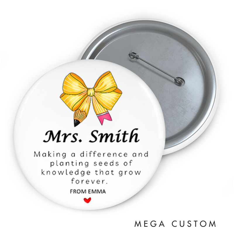 Personalized Teacher Button Pin Making a Difference Fun Badge Gift Teacher Appreciation Gift