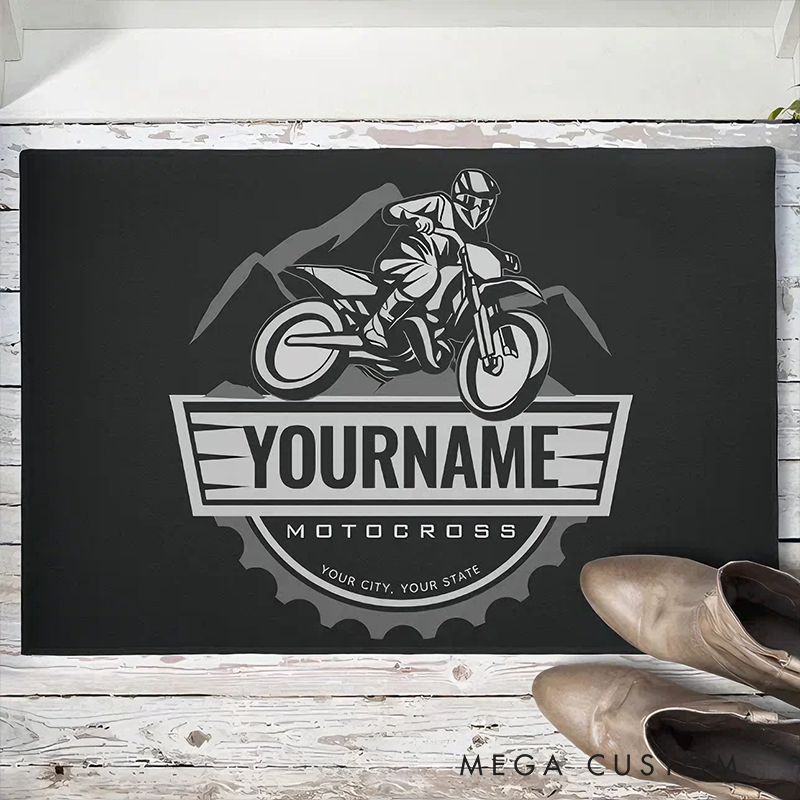 Personalized Motorcross Door Mat Custom Name City Door Mat Gifts