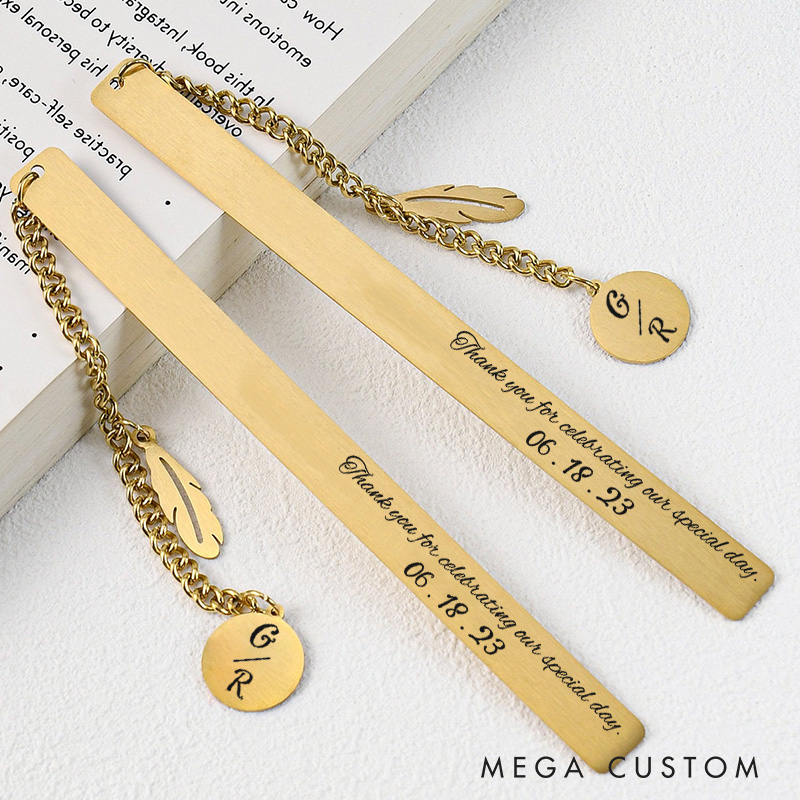 Personalized Thank You for Celebrating Our Special Day Wedding Metal Bookmark