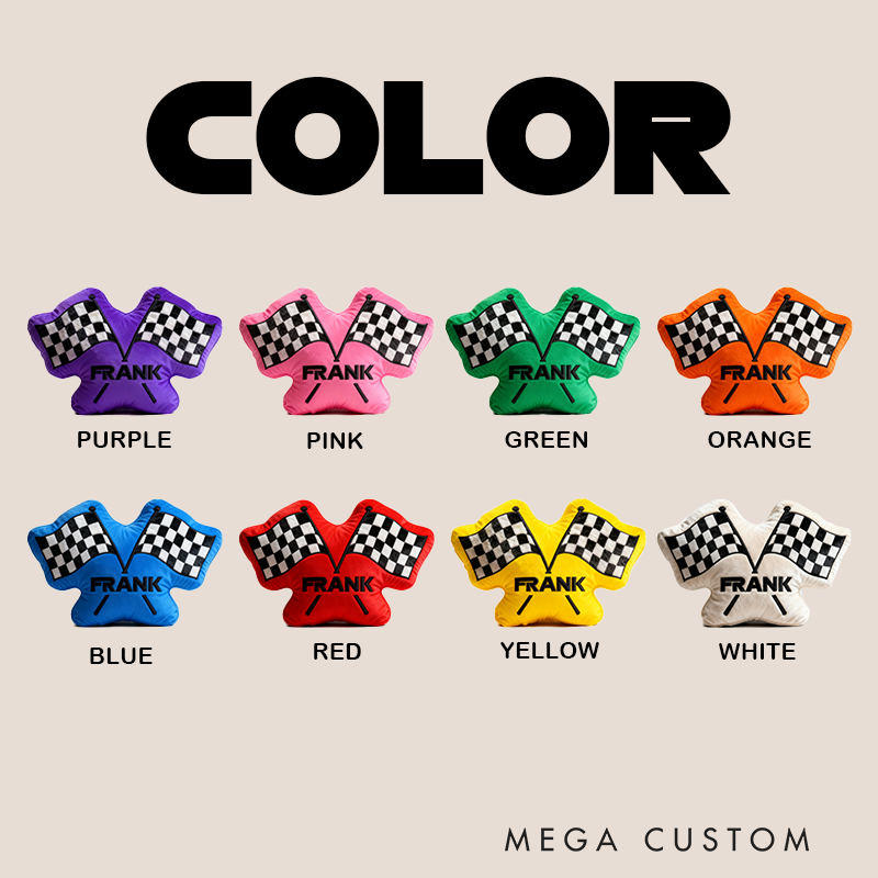 Personalized Checkered Flag Pillow Graphic 3D Print Custom Name Cushion Gift for Racers and Racing Lovers