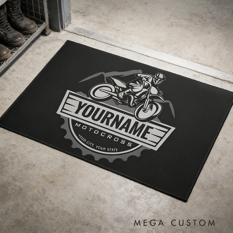 Personalized Motorcross Door Mat Custom Name City Door Mat Gifts
