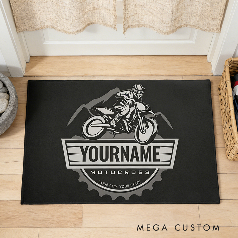 Personalized Motorcross Door Mat Custom Name City Door Mat Gifts