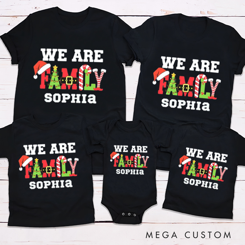 Personalized We are Family Matching Christmas Tees a Fun Holiday Gift Family Matching Outfit