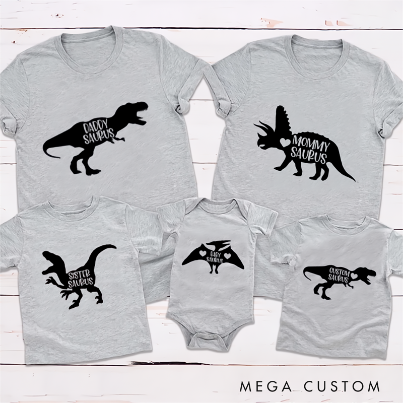 Personalized Dinosaur Family Shirts Matching Saurus Tees Kids Gift Family Matching Outfit