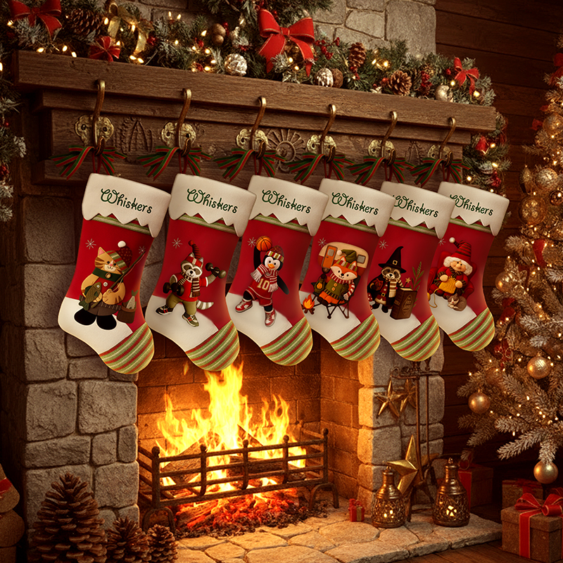 Personalized 3D Family Christmas Stocking with Name Christmas Stocking with Name Monogram Stockings Winter Wonderland