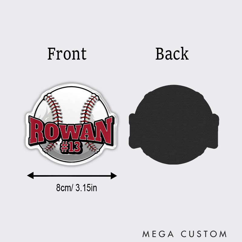 Personalized Graphic Baseball Fridge Magnet with Customizable Name and Number  
