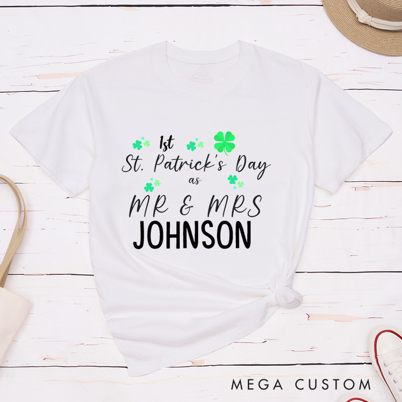 Personalized Our First St. Patrick's Day as Mr and Mrs Matching Classic T-Shirt 