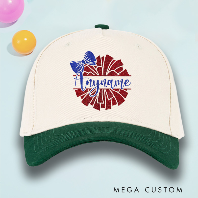 Personalized Cheerleader Name Cotton Two Tone Cap with Custom Name for Fans