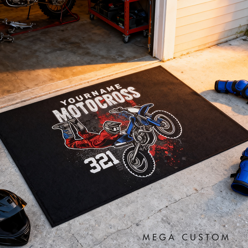 Personalized Freestyle Motocross Racing FMX Tricks Doormat Custom Name Door Mat Gifts