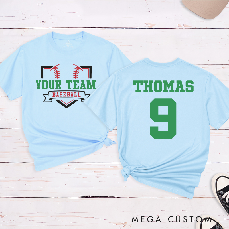 Personalized Team Name Baseball Home Plate Design T-Shirt